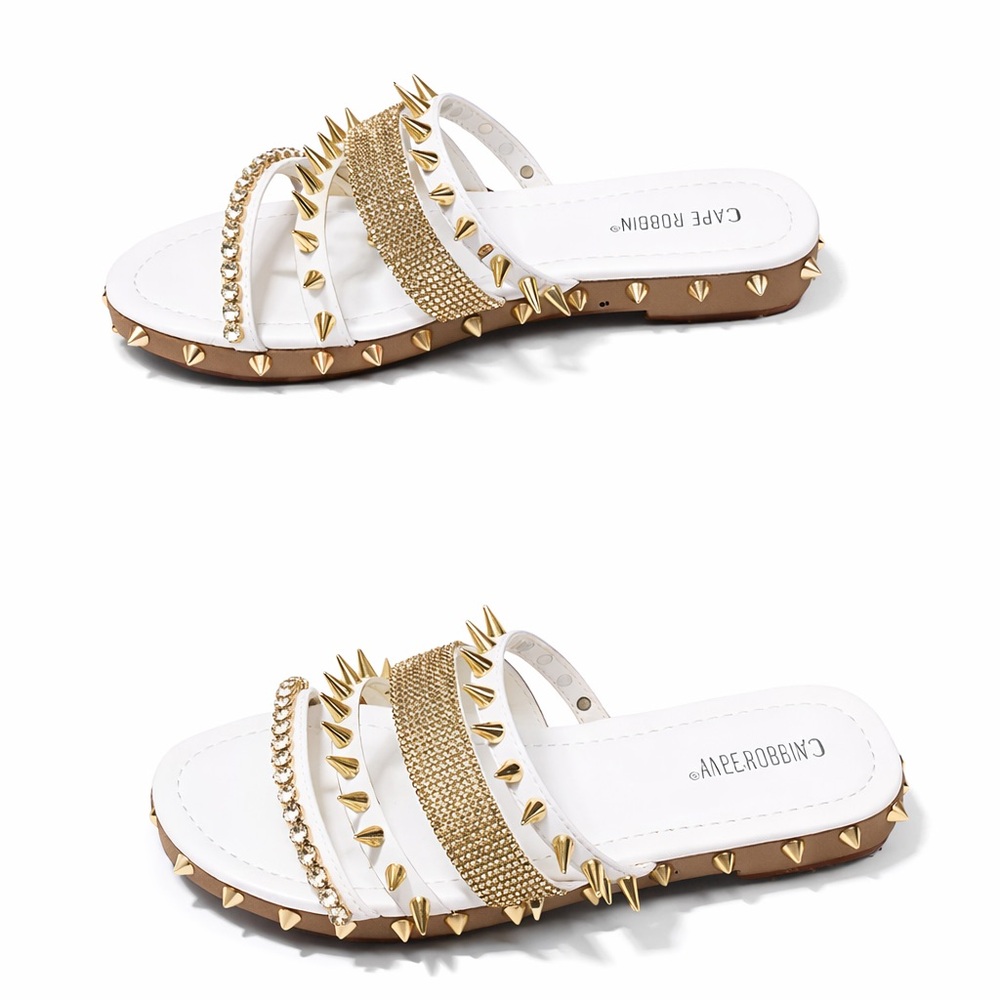 Cape Robbin Xtreme Studded White Sandals - Picture 3 of 10